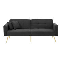 SCHLAFSOFA mit Bettfunktion verstellbarem Winkel Goldene Beine Antique Grey 175/64/72 cm - Dunkelgrau, Kunststoff (175/72/64cm) - OKWISH