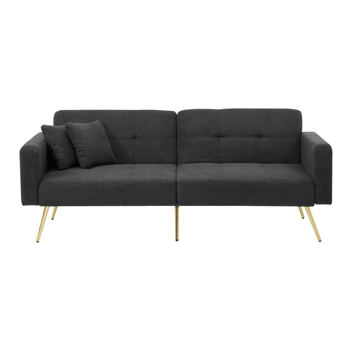 SCHLAFSOFA mit Bettfunktion verstellbarem Winkel Goldene Beine Antique Grey 175/64/72 cm - Dunkelgrau, Kunststoff (175/72/64cm) - OKWISH