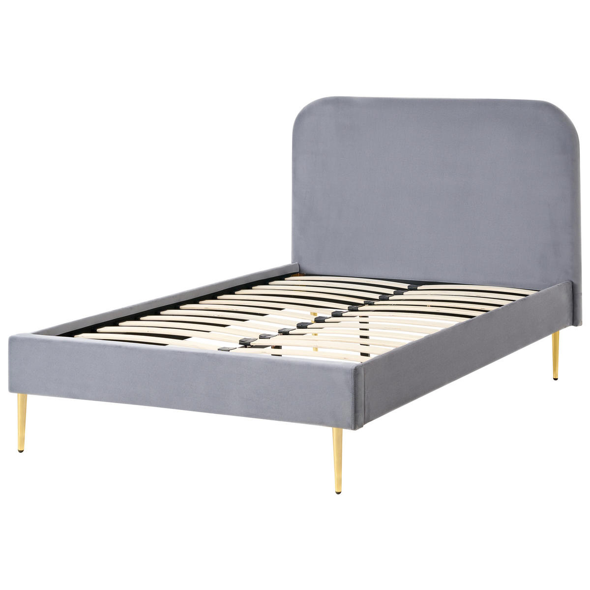 BETT mit Lattenrost 120/200 cm Samtstoff Grau Flayat - Grau, Textil (120/200cm) - Beliani