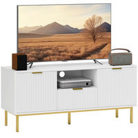 TV-LOWBOARD Weiß 120/39/54 cm, Soft-Close, Metallfüße, geriffelte Türen - Weiß, Holzwerkstoff (120/54/39cm) - PANGIVO