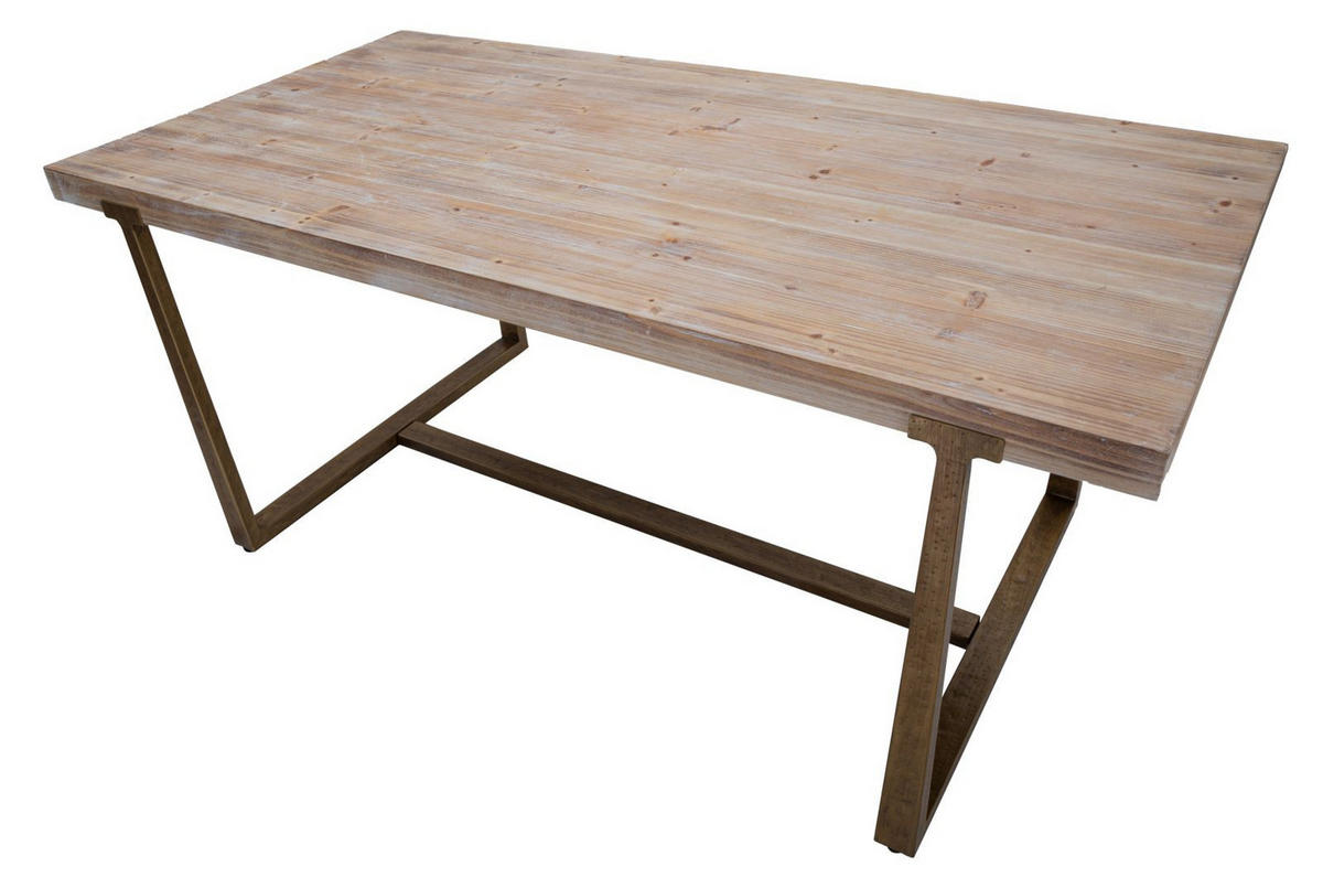 ESSTISCH Ankara, braun und goldfarben, MDF und Eisen, 180 x 90 x 78 cm - Goldfarben/Braun, Holzwerkstoff/Metall (90/180/78cm) - Mauro Ferretti