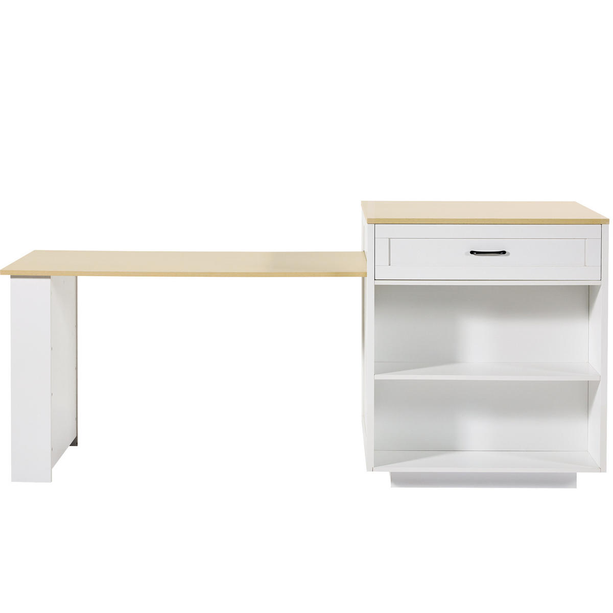 BARTISCH ausziehbar mit Stauraum 133-202 x 70 x 93,5 cm Weiß - Weiß, Holz (70/93.5/202cm) - Beauniv