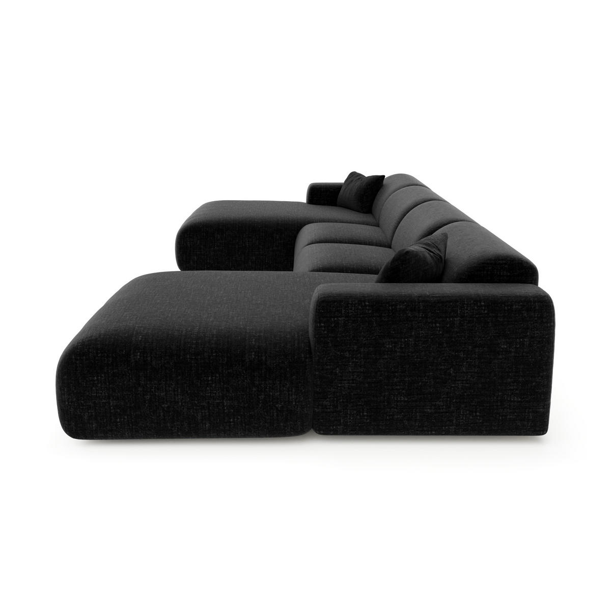 WOHNLANDSCHAFT Texturierter Samt Anthrazitgrau 356cm - Dunkelgrau/Anthrazit, Textil (356/73/166cm) - Sia Home