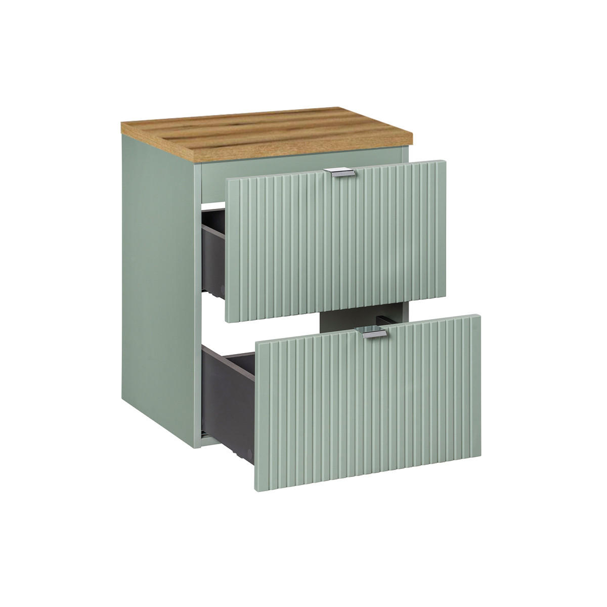 WASCHTISCHUNTERSCHRANK 50.4cm Jade Grün und Holz - Grün, Holzwerkstoff (50.4/59/40cm) - Petits-meubles