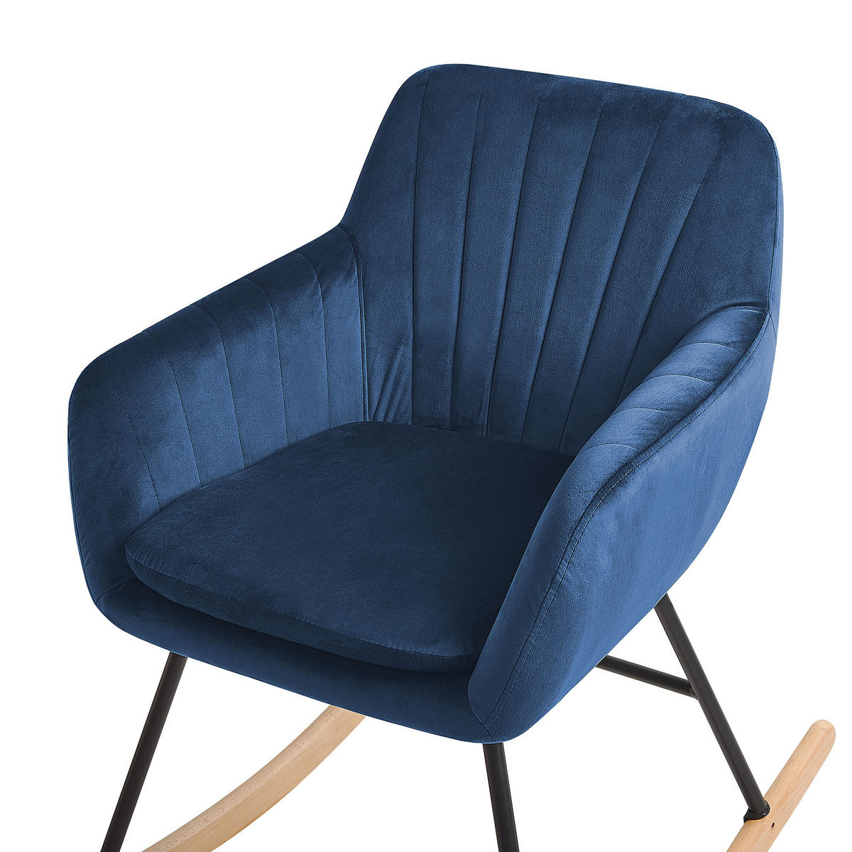 SCHAUKELSTUHL Samtstoff Blau Liarum - Blau, Holz/Textil (60/82/74cm) - Beliani
