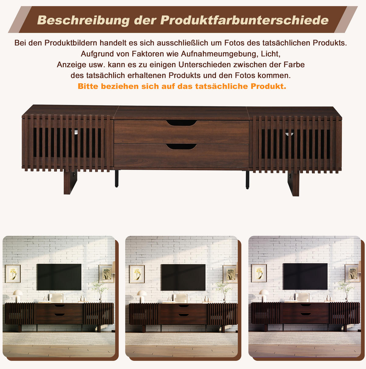 TV-LOWBOARD 180/40/45 cm mit 2 Schubladen, 2 Lamellentüren und Stauraum, Dunkle Walnussfarbe - Braun, Holzwerkstoff (180/45/40cm) - Redom