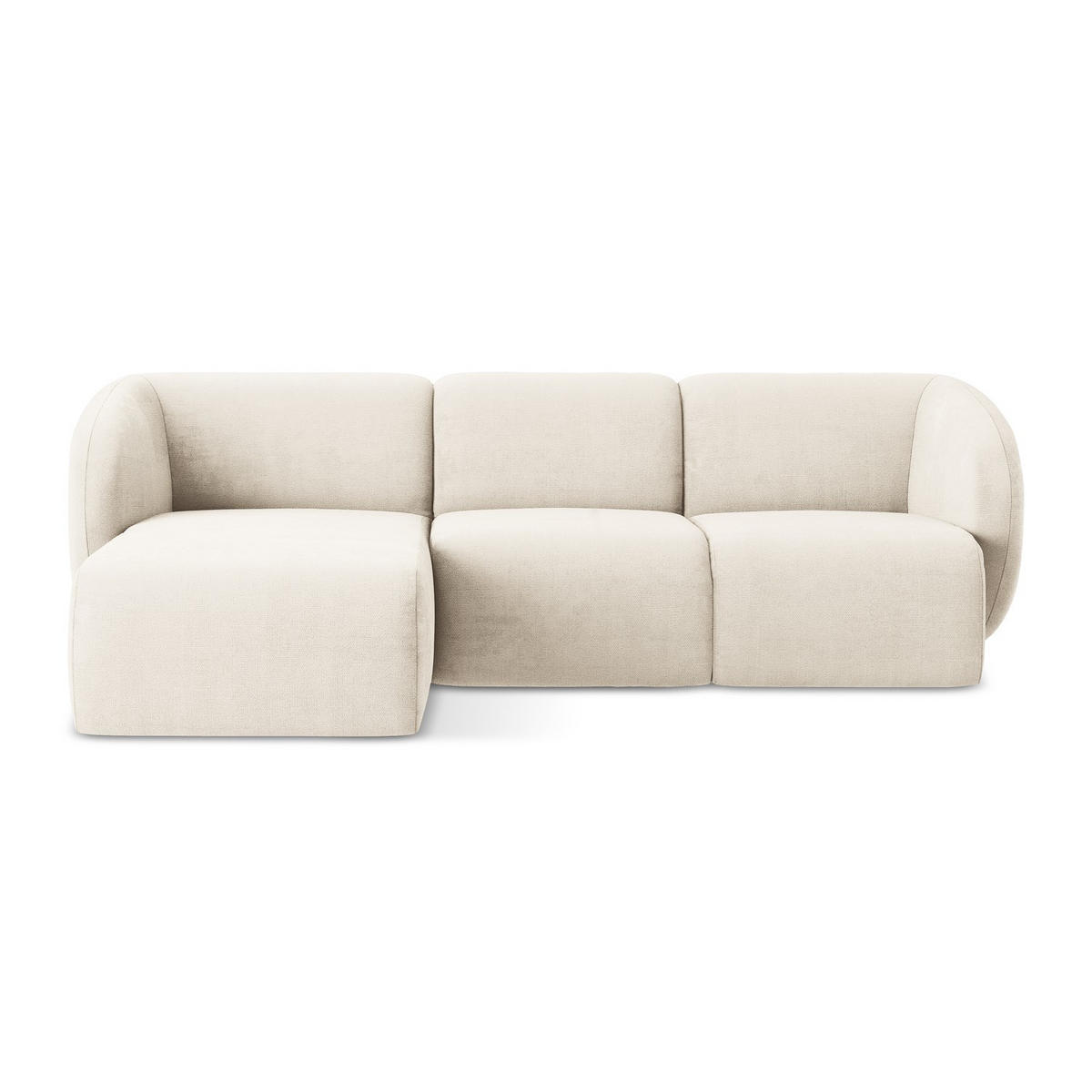 ECKSOFA Links Chenille Stoff Beige - Creme/Schwarz, Holzwerkstoff/Kunststoff (248/166cm) - LaMiaSofa