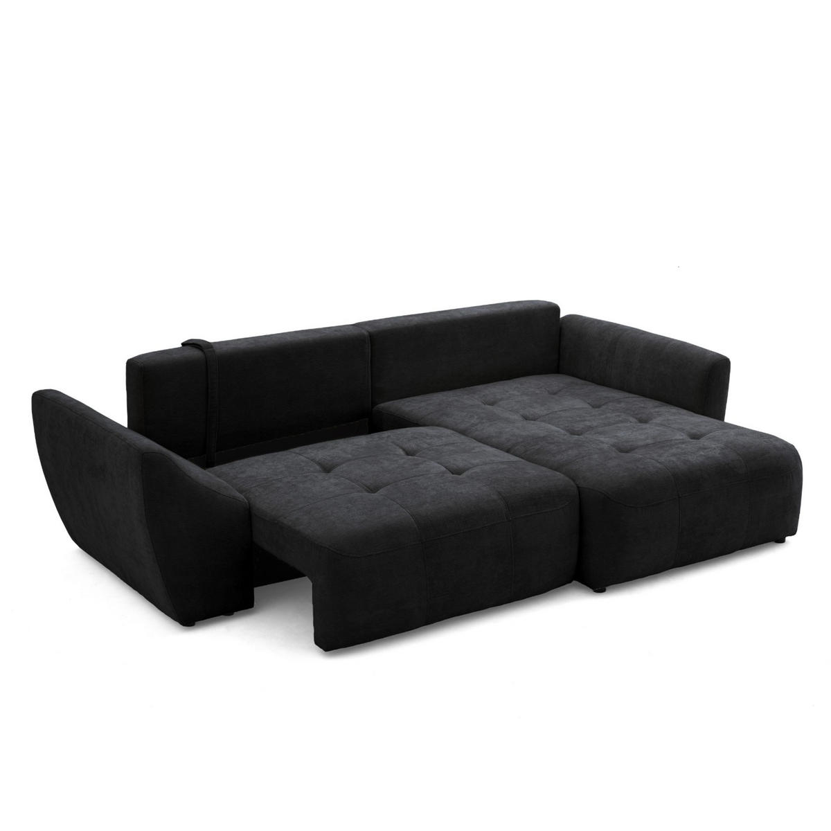 ECKSOFA NICE L Rechts mit Schlaffunktion 137x204 Chenille Anthrazit - Anthrazit/Schwarz, Holz/Textil (165/260cm) - Muffo