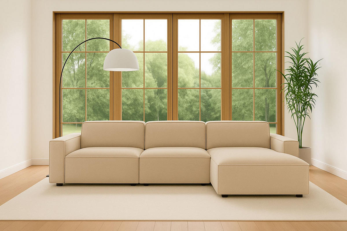 ECKSOFA Cursal L-Form, Stoff Salvador, Beige, Rechts - Beige, Holz (284/166cm) - Kaiser Möbel
