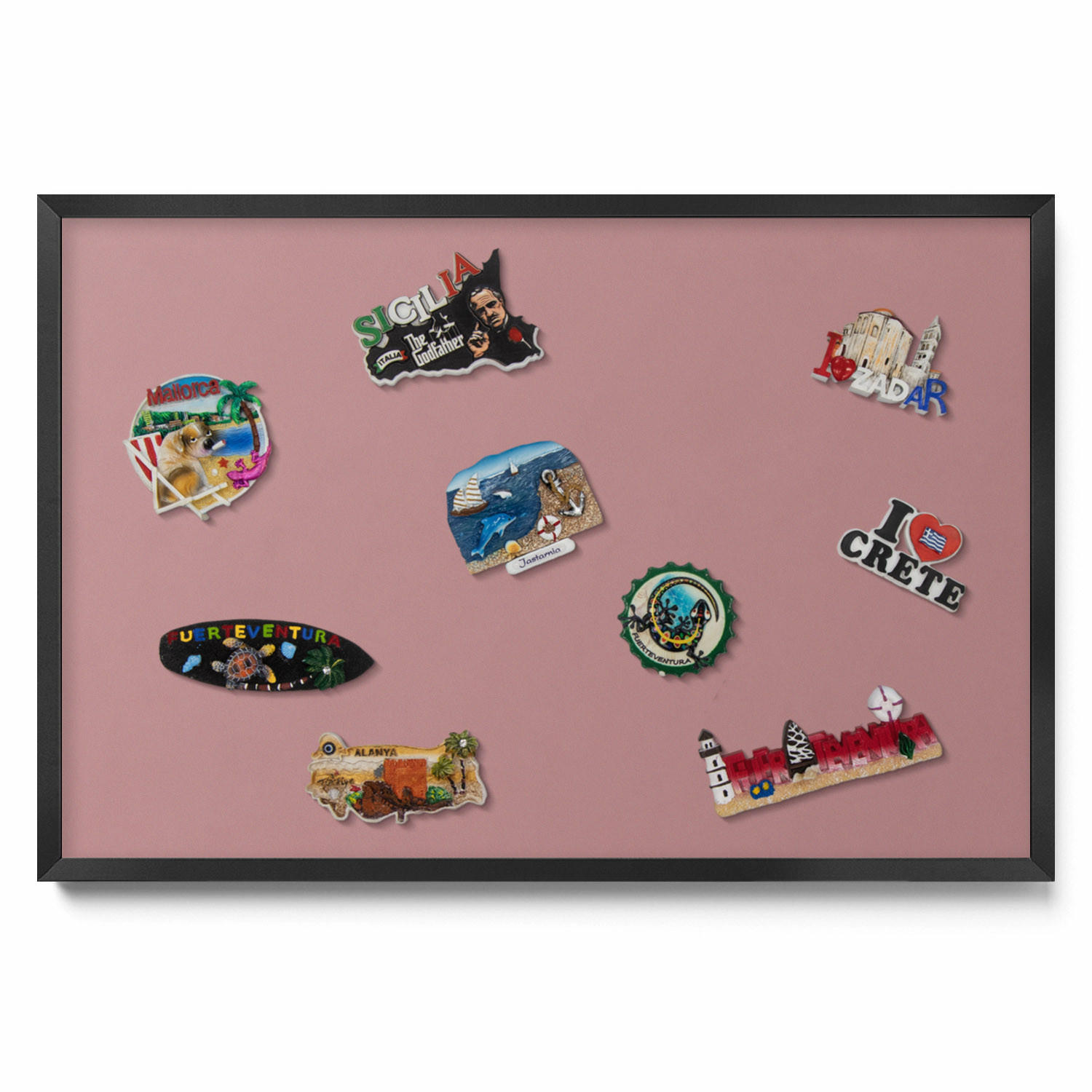 MAGNETTAFEL 60x40 cm Schwarzer Rahmen Pastellrosa - Rosa, Metall (60/50/0.4cm) - TULUP