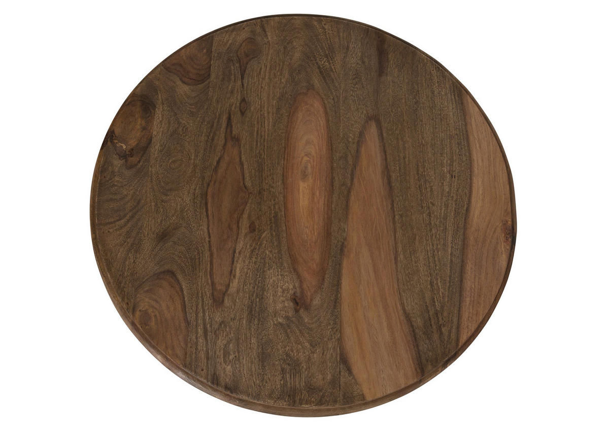 COUCHTISCH Sheesham rund Ø 70 cm grau geölt LEEDS #04 - Grau, Holz (70/70/46cm) - Massivmoebel24