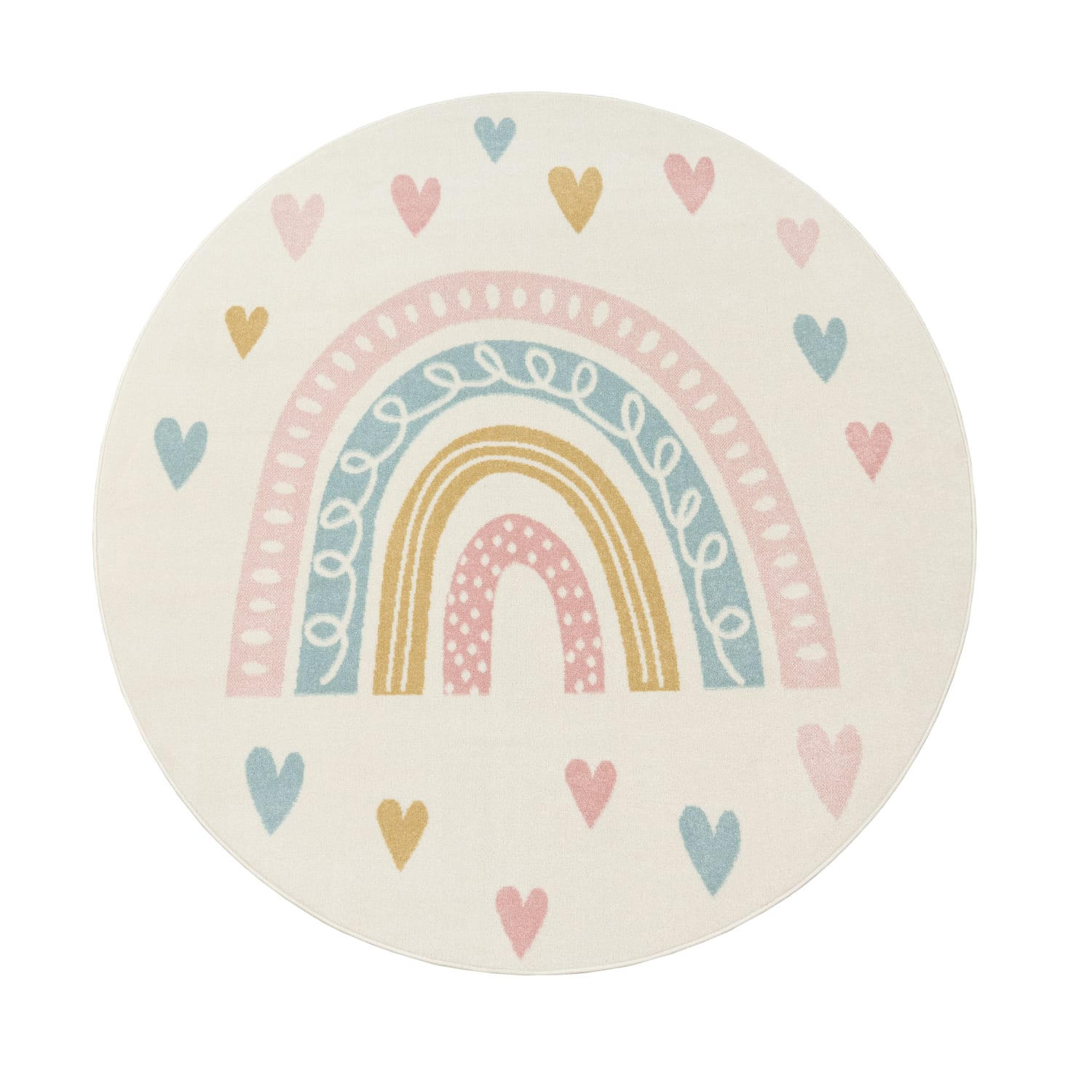 KINDERTEPPICH Regenbogen Kinderzimmer schmutzabweisend Creme Rund 120D - Beige, Textil (120/120cm) - KADIMA DESIGN