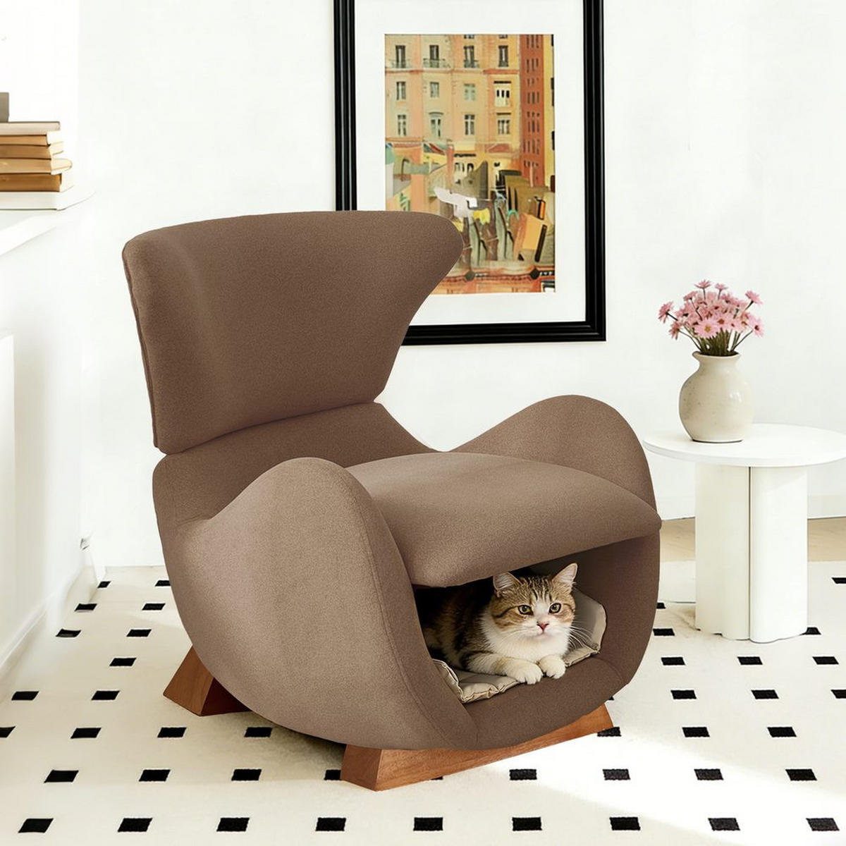 DESIGNER-SESSEL WALHAI-OPTIK, KRATZFEST, HAUSTIER-FREUNDLICH - Braun, Textil (66.04/45.72/66.04cm)