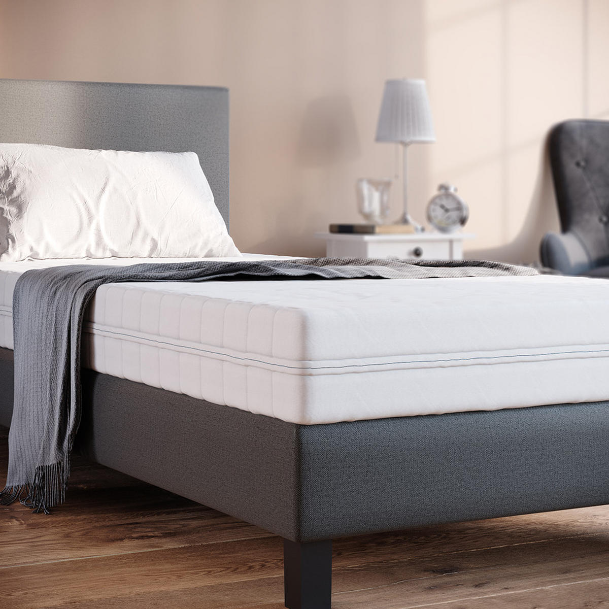 KALTSCHAUMMATRATZE Weiß 90 x 200 cm H3 Härtegrad, 7Zonen - Weiß, Textil - VitaliSpa