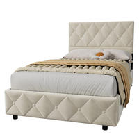 POLSTERBETT 90/190 cm in Beige Samt mit Bettkasten, hydraulischem Doppelhub-System und Lattenrost - Beige, Holzwerkstoff/Textil (90/190cm) - CHICFURN
