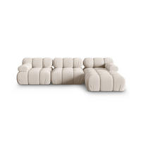 ECKSOFA modular rechts Bellis aus 3D-Stoff leichtes beige 4 Sitzplätze - Creme, Textil (155/282cm) - Micadoni