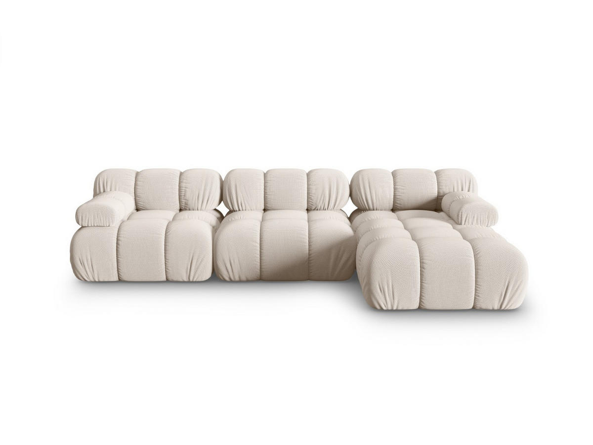 ECKSOFA modular rechts Bellis aus 3D-Stoff leichtes beige 4 Sitzplätze - Creme, Textil (155/282cm) - Micadoni