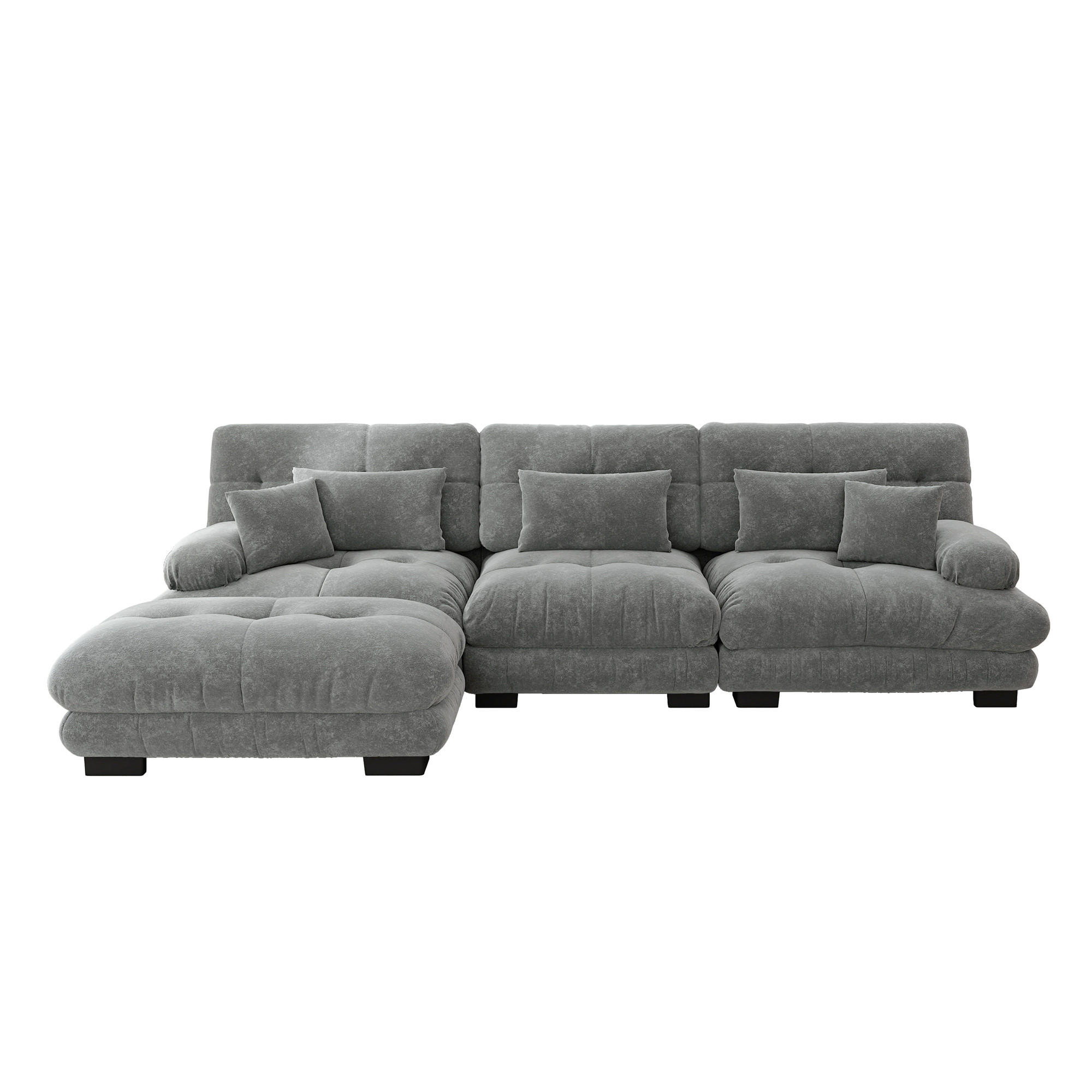 ECKSOFA 313/145/81 cm Grau - Grau, Textil (145/313cm)