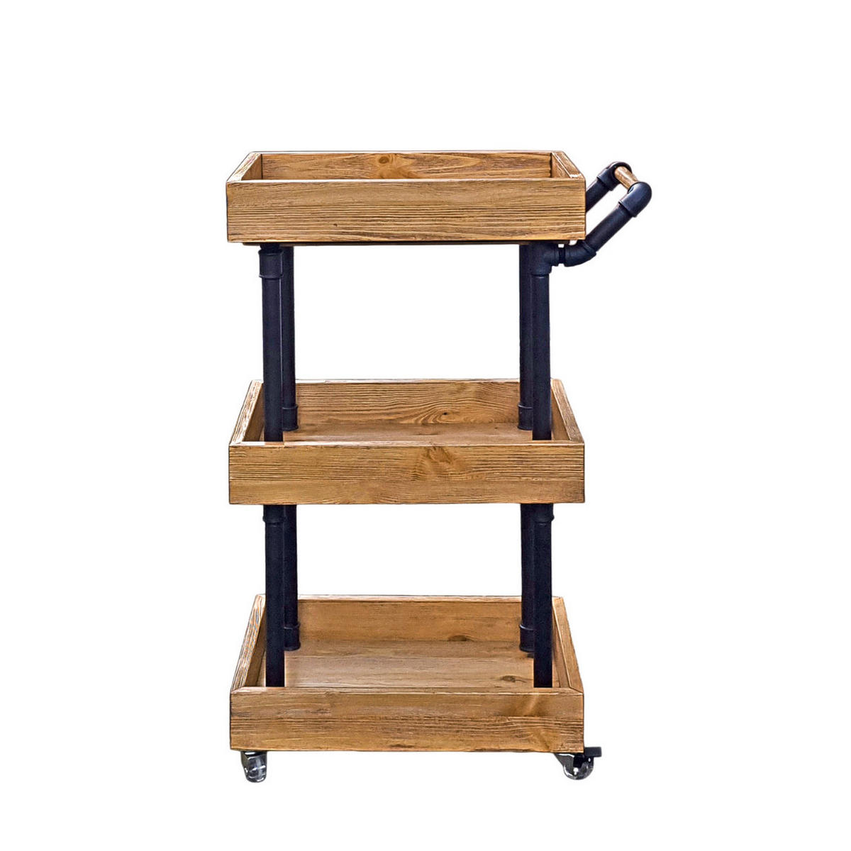 FRISEURWAGEN auf Massivholzrädern - Eichefarben, Holz (50/90/35cm) - Rawood Furniture