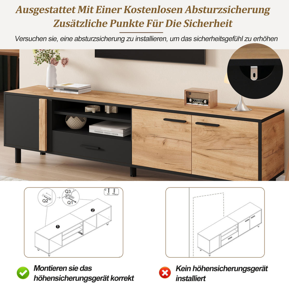 TV-LOWBOARD 180x32.5x50 cm 3 Schränke 1 Schublade 5 Beine - Multicolor, Holzwerkstoff (32.5/50/180cm) - FLIEKS