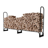 KAMINHOLZREGAL mit Abdeckung - Schwarz, Metall (260/117/36cm) - Juskys