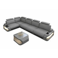 ECKSOFA Siena Hellgrau Schwarz Mikrofaserstoff - Hellgrau, Kunststoff (347/197cm)