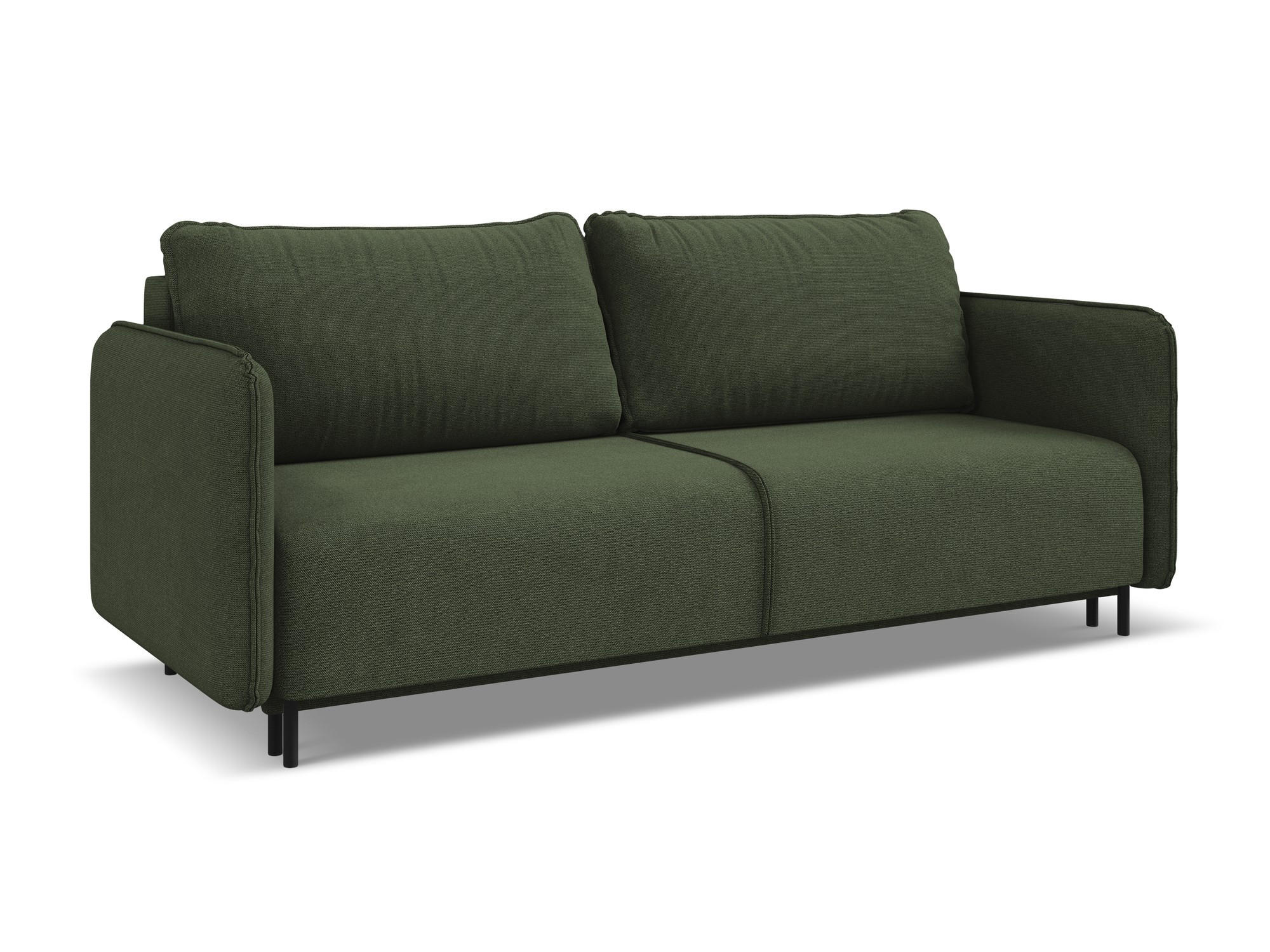 3-SITZER SOFA mit Schlaffunktion Strukturstoff Stoff Grün - Schwarz/Olivgrün, Holz/Textil (226/90/92cm) - Makamii