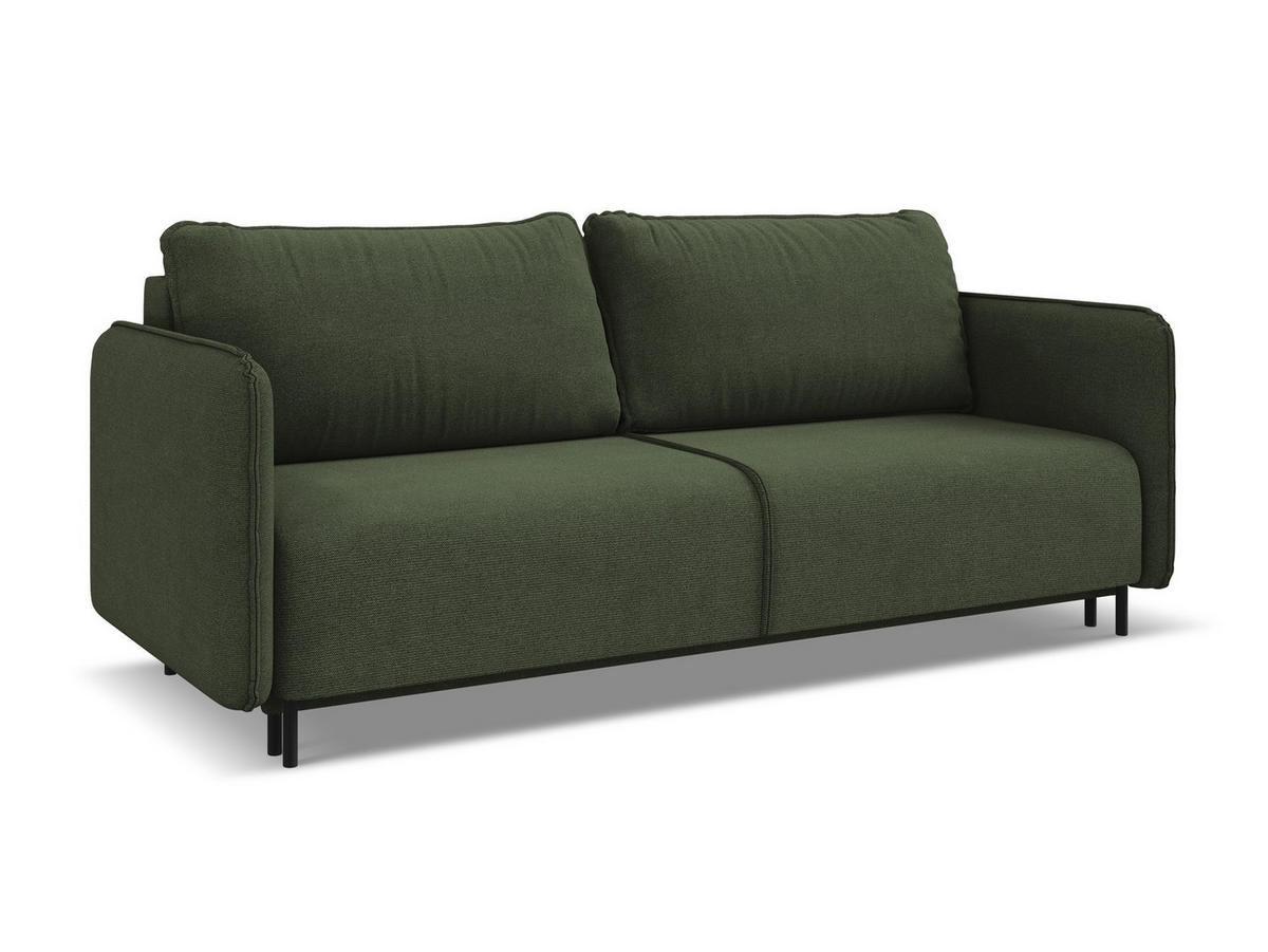 3-SITZER SOFA mit Schlaffunktion Strukturstoff Stoff Grün - Schwarz/Olivgrün, Holz/Textil (226/90/92cm) - Makamii