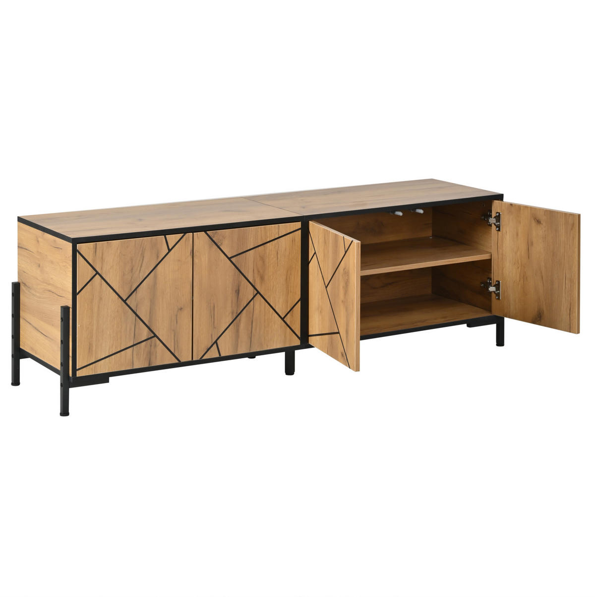 TV-ELEMENT mit 4 Türen 153 x 40 x 50 cm Naturholz/Schwarz - Braun, Holzwerkstoff (40/50/153cm) - Beauniv