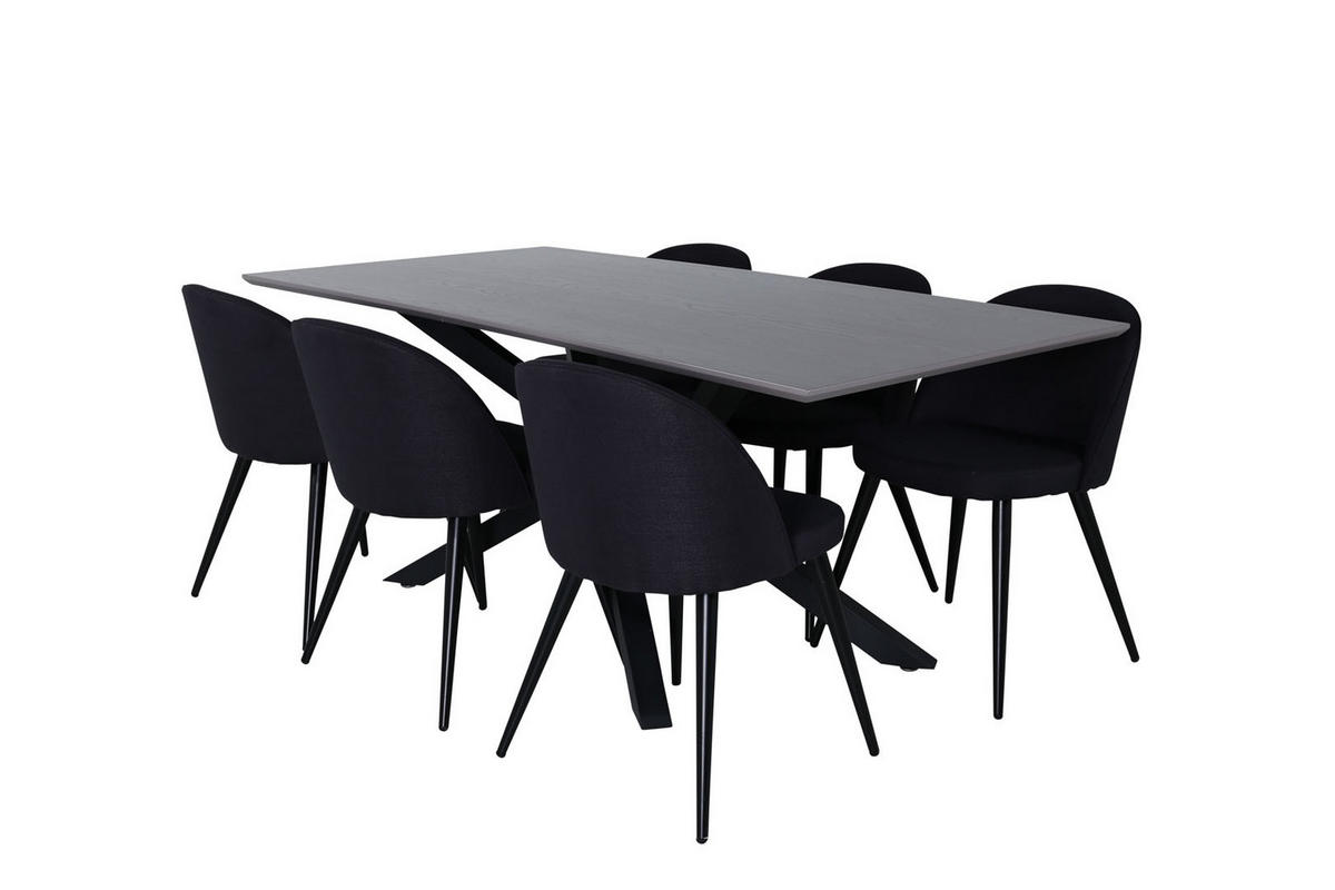 TISCHGRUPPE Schwarz - Schwarz, Holzwerkstoff (90/76/190cm) - ebuy24