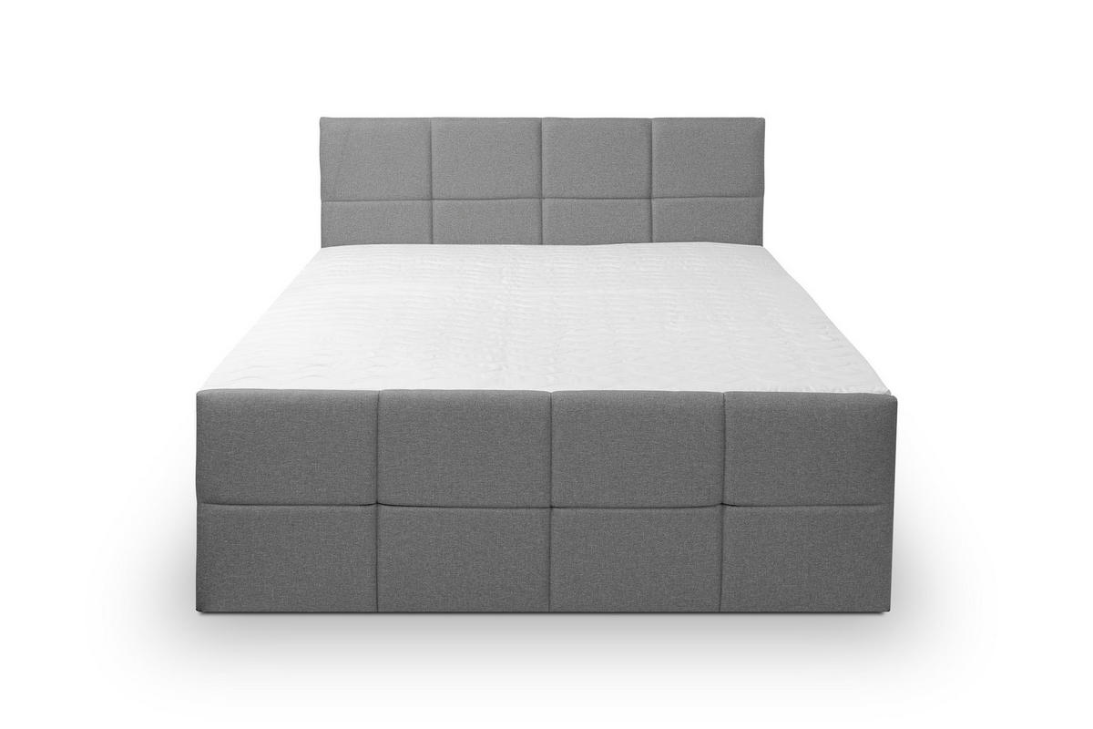 BOXBETT DORIS mit 2 Bettkästen, 180x200, Farbe: Grau, Velourstoff, mit Bonell-Matratze inkl. Topper - Grau, Holz/Kunststoff (180/200cm) - VENASI MÖBEL