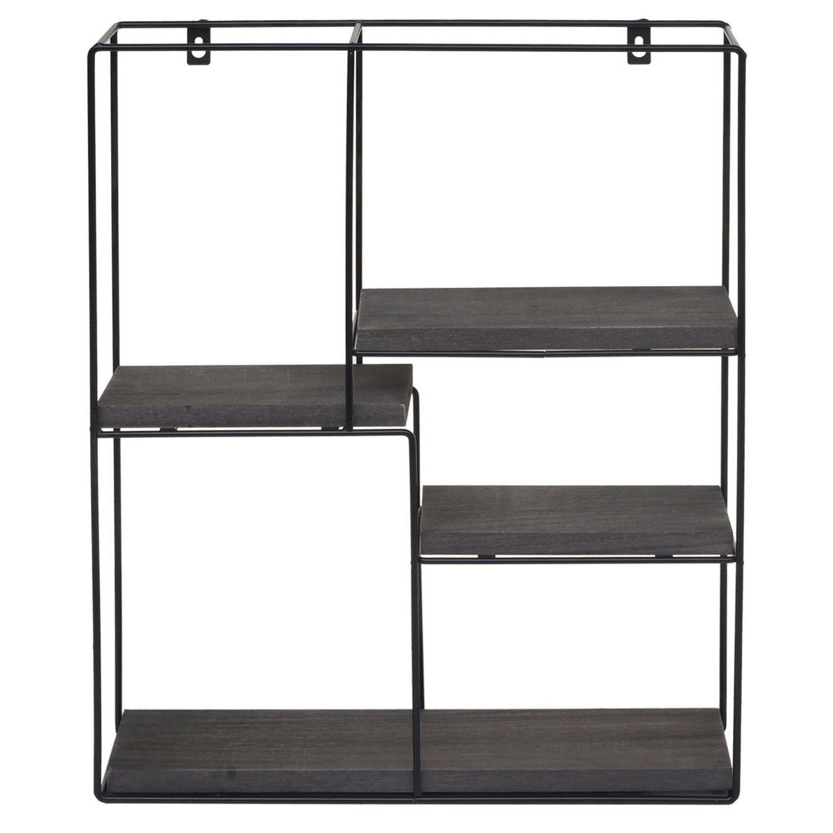 WANDREGAL rechteckig 51x40x11cm 4 Regalböden Metall Massiv-Holz Industrial Dunkelgrau - Grau, Holz (40/51/11cm) - BERLINLODGE