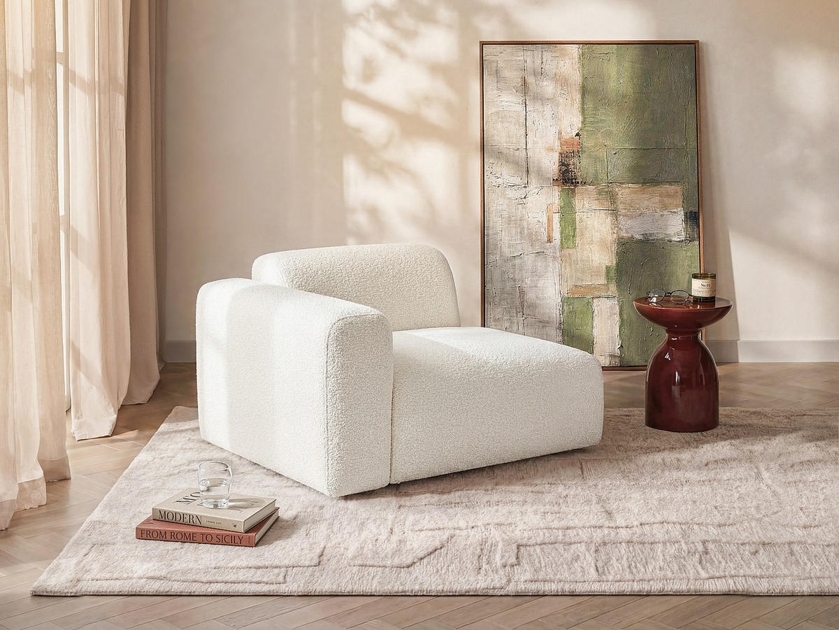 SESSEL mit gerader Rückenlehne - 1 Person - stoff - weiß Pogni - Weiß, Textil (103/73/97cm) - Vente-Unique