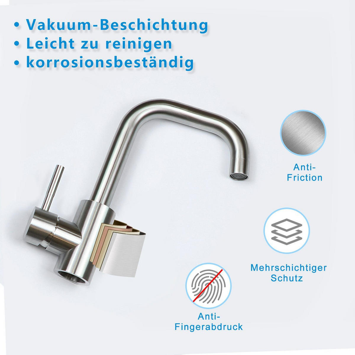 KÜCHENARMATUR VYNK 14/4/24 cm - Silberfarben, Metall (4/24/14cm) - ZMH
