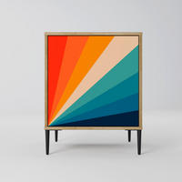 SIDEBOARD PRISM CONCUSSION, Eichefarben, 57,5x42x72,5 cm, Schwarze Metallfüße - Eichefarben/Multicolor, Holzwerkstoff/Metall (57.5/72.5/42cm) - SpaceRebels