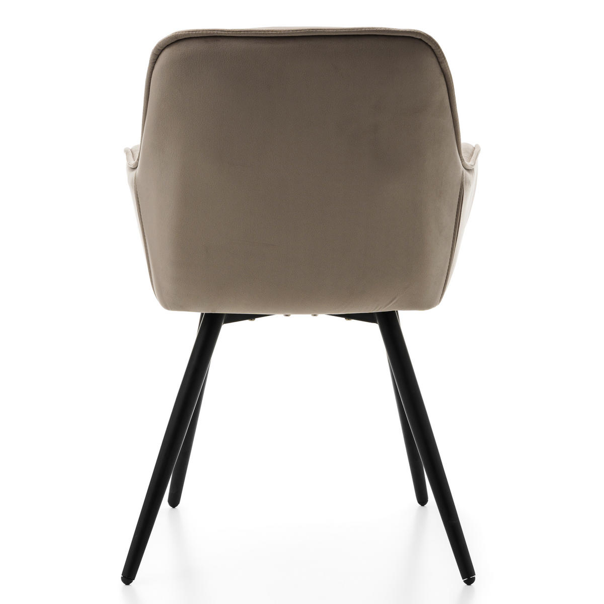 STUHL SIENA gepolstert mit Steppung - dunkelbeige schwarze Beine - Samt Velours - Beige/Schwarz, Textil/Metall (58/87/61cm) - NEW HOME