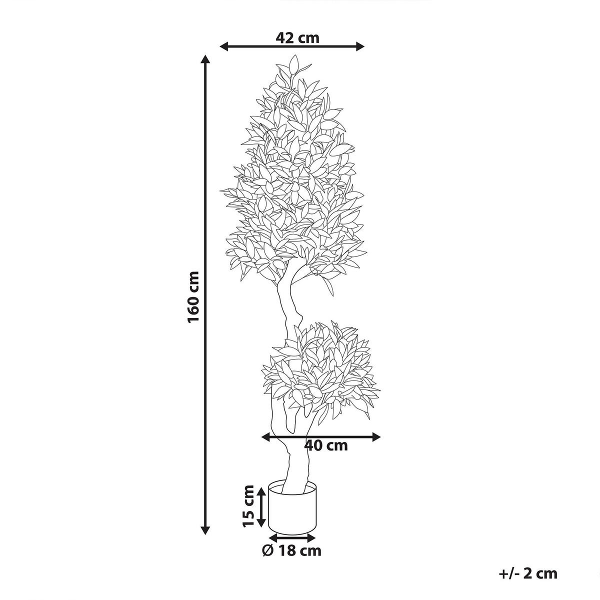 KUNSTPFLANZE im Blumentopf 160 cm Grün/Schwarz Laurele - Schwarz/Grün, Kunststoff (160cm) - Beliani