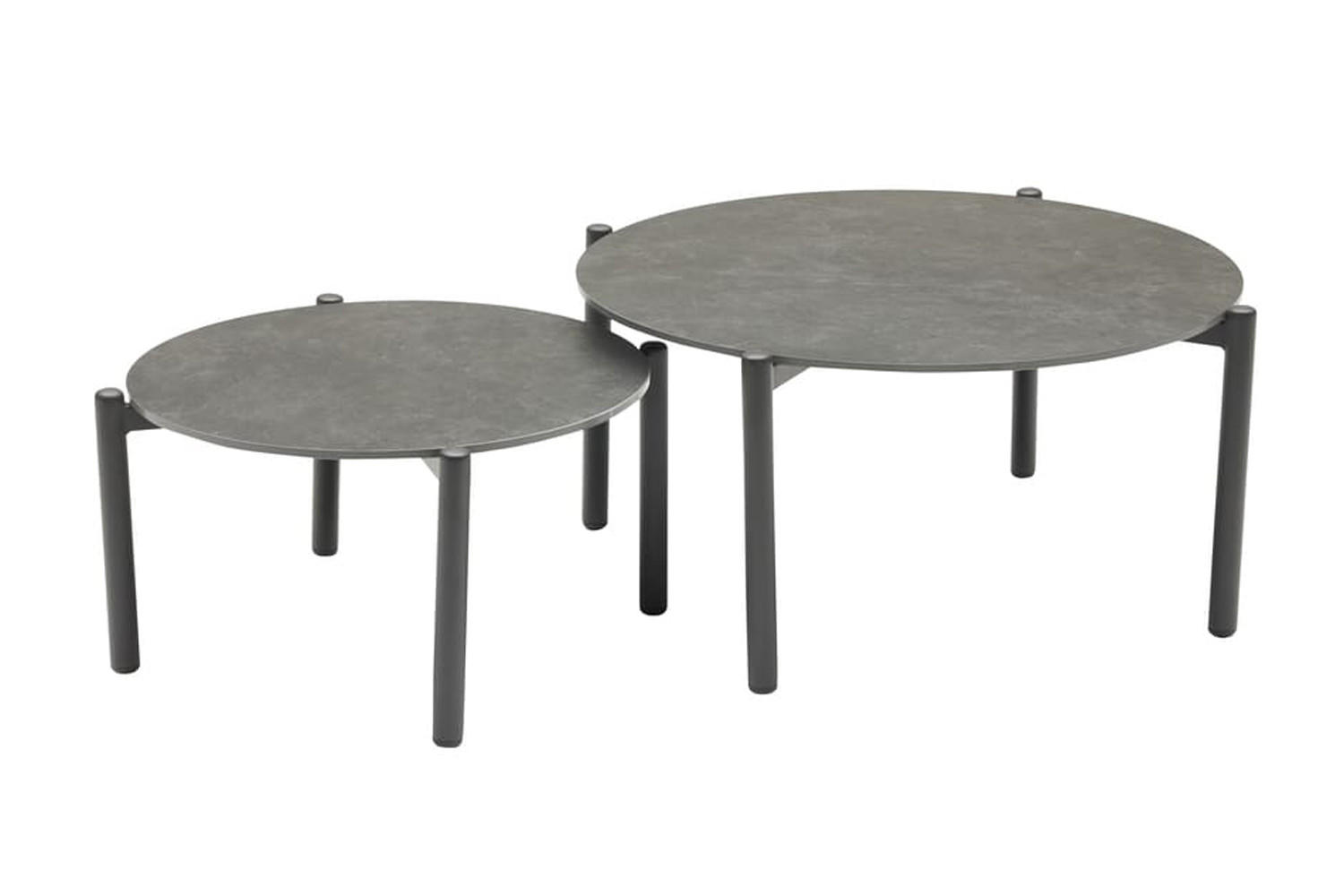 LOUNGETISCH 2er Set Malte Ø60cm-Ø80cm, Stein, Anthrazit - Anthrazit, Stein (60/60/35cm) - dasmöbelwerk