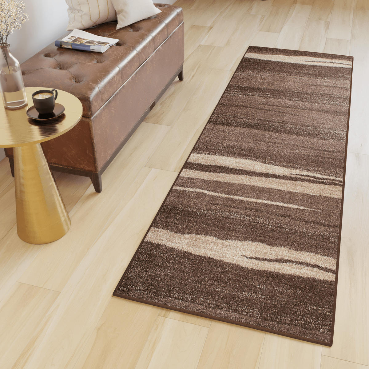LÄUFER SARI Dunkelbraun 80/200 cm - Dunkelbraun, Textil (80/200cm) - Tapiso