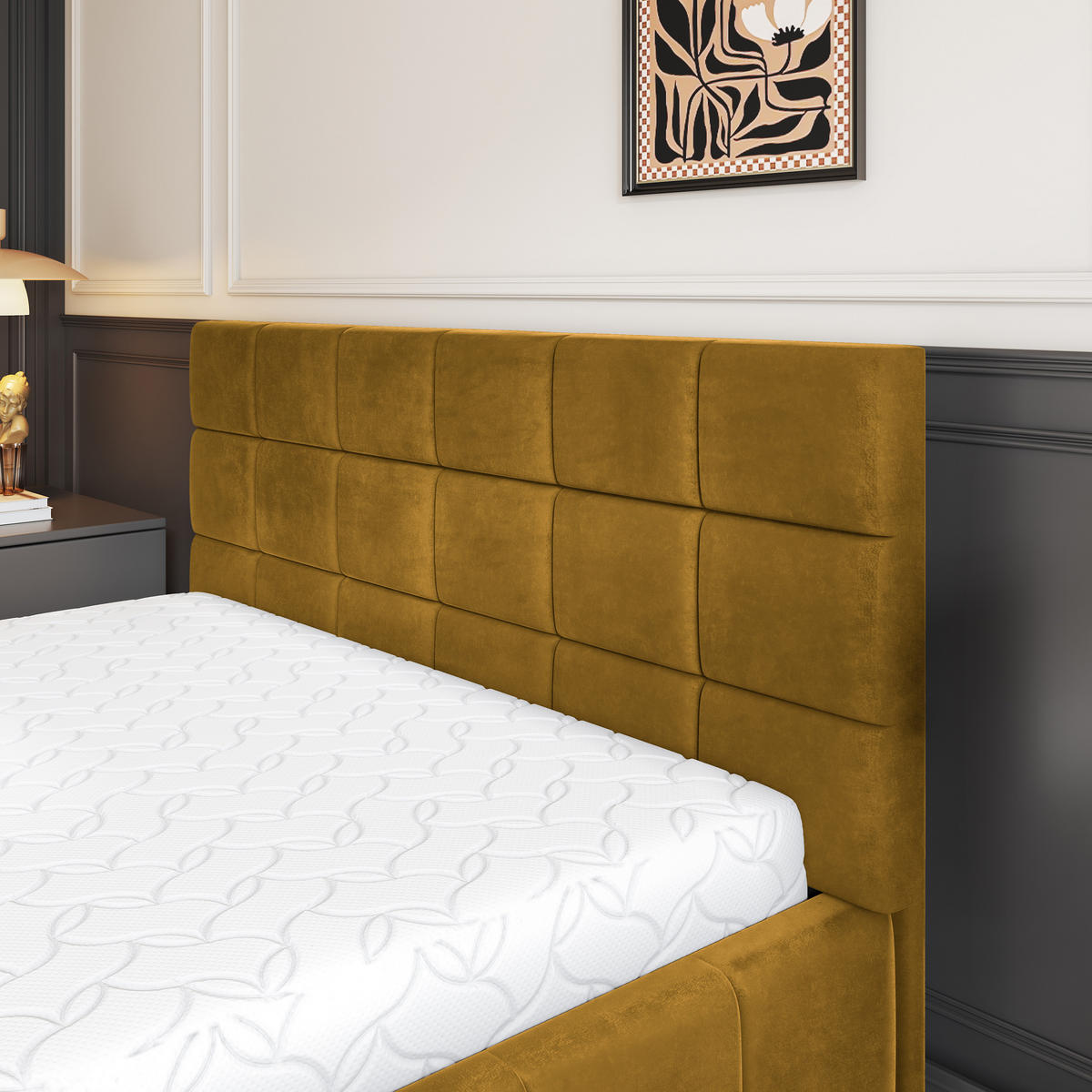 POLSTERBETT VERTO 160x200 cm mit Bettkästen - Gelb - Gelb, Holz (160/200cm) - MASSENO