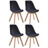 STUHL 4er Set Samt schwarz - Eukalyptusholzfarben/Schwarz, Holz/Textil (48/84/55cm) - CLP