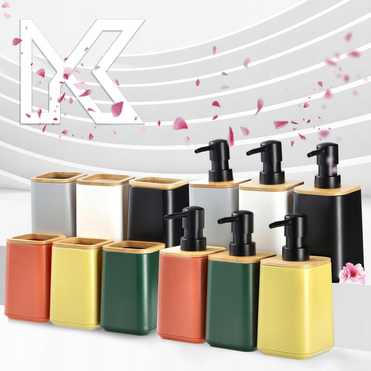 BADEZIMMERSET Seifenspender + Badezimmerbecher + Toilettenbürste, rosa - Rosa, Kunststoff (9/32cm) - KADAX