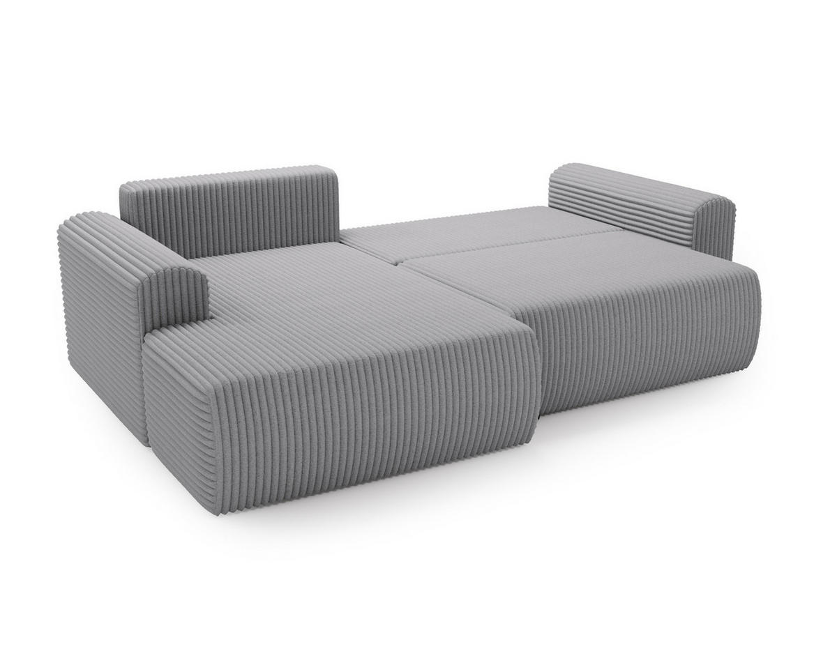 ECKSOFA Linea Hellgrau, Sofa mit Schlaffunktion, linke seite - Hellgrau, Holzwerkstoff/Textil (257/177cm) - Bettso
