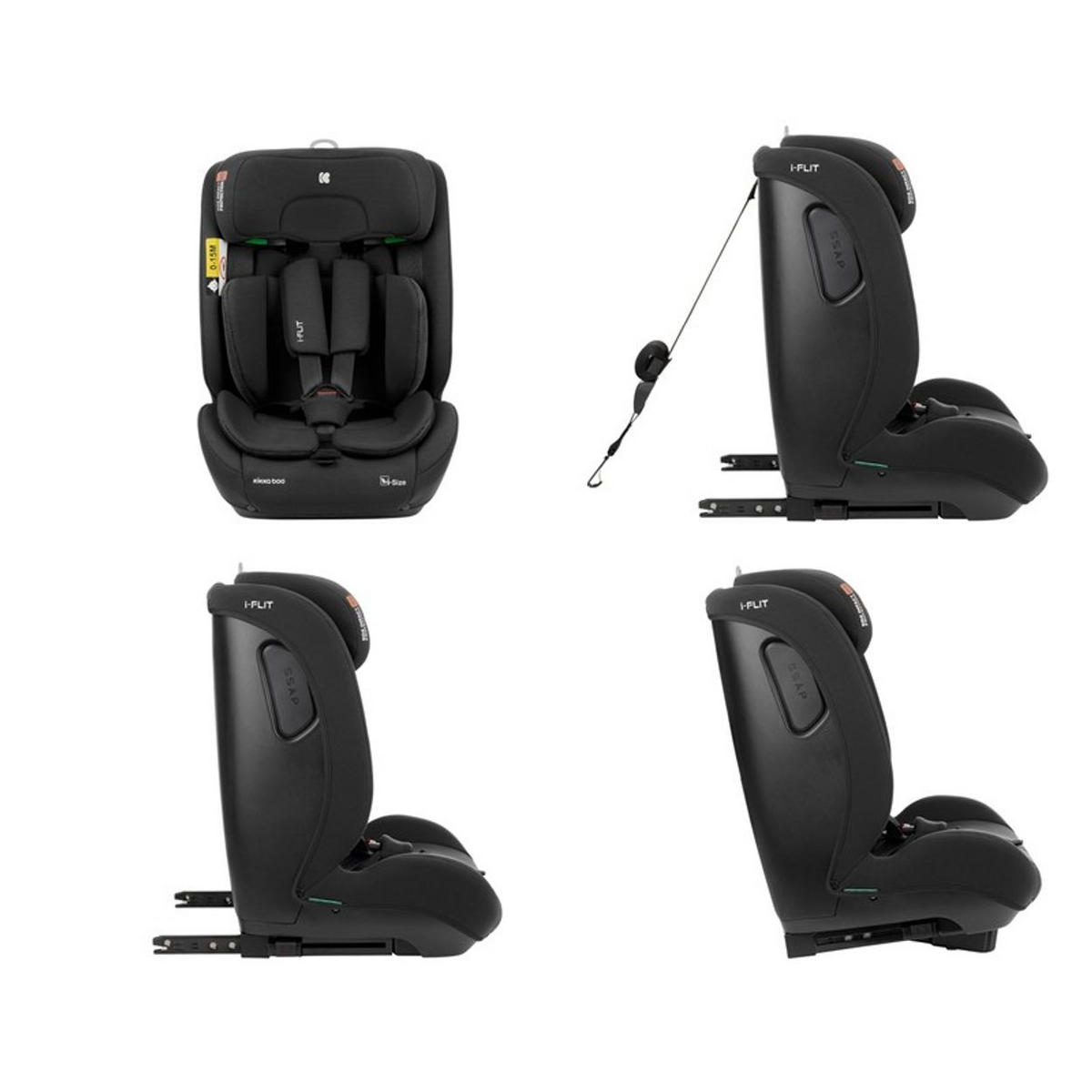 KINDERSITZ i-Flit i-Size schwarz (76-150cm) Isofix Kopfstütze verstellbar SPS - Schwarz, Kunststoff (44/62/45cm) - Kikka boo