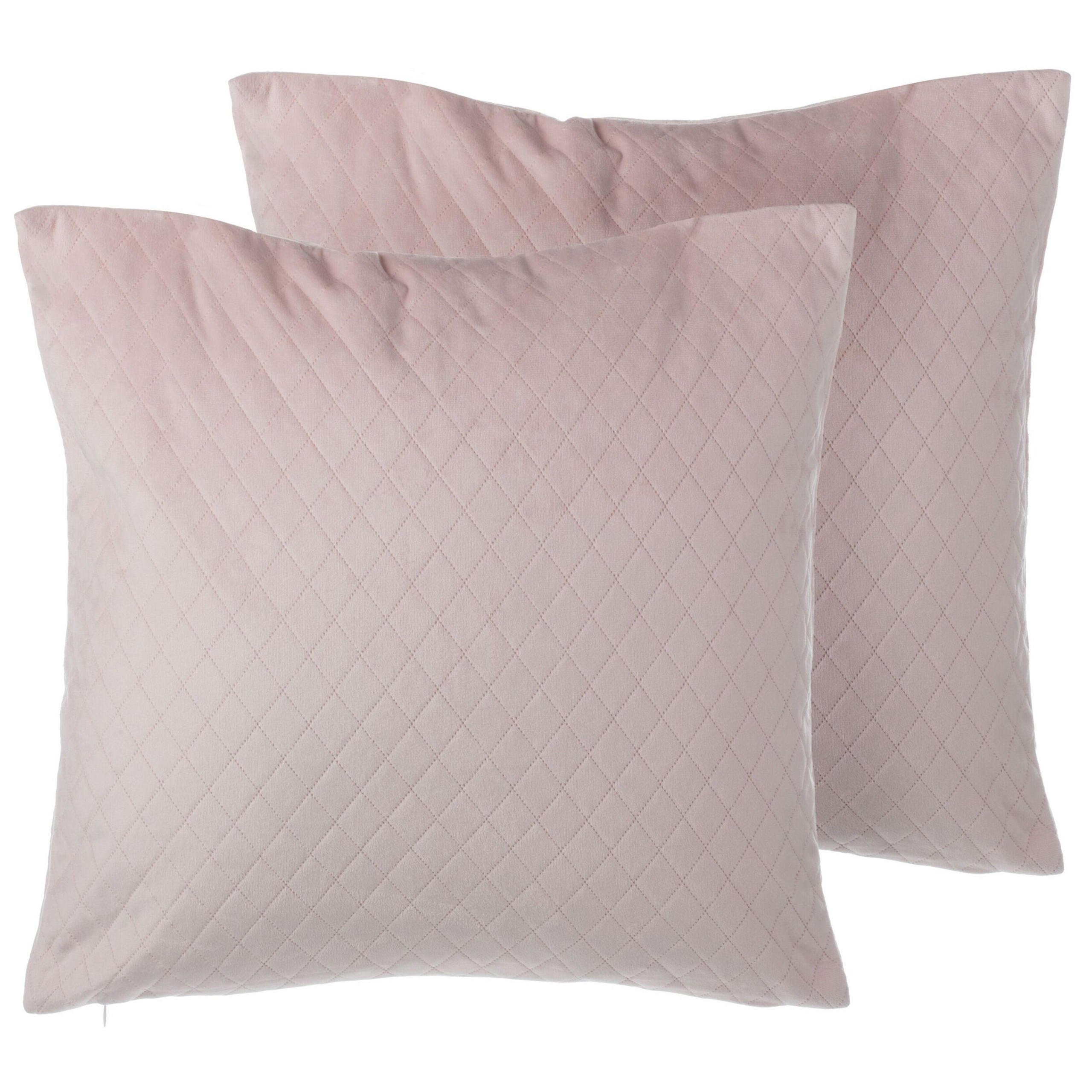 DEKOKISSEN 2er-Set Rosa 45/45 cm Pasque - Pink, Textil (45/45cm) - Beliani
