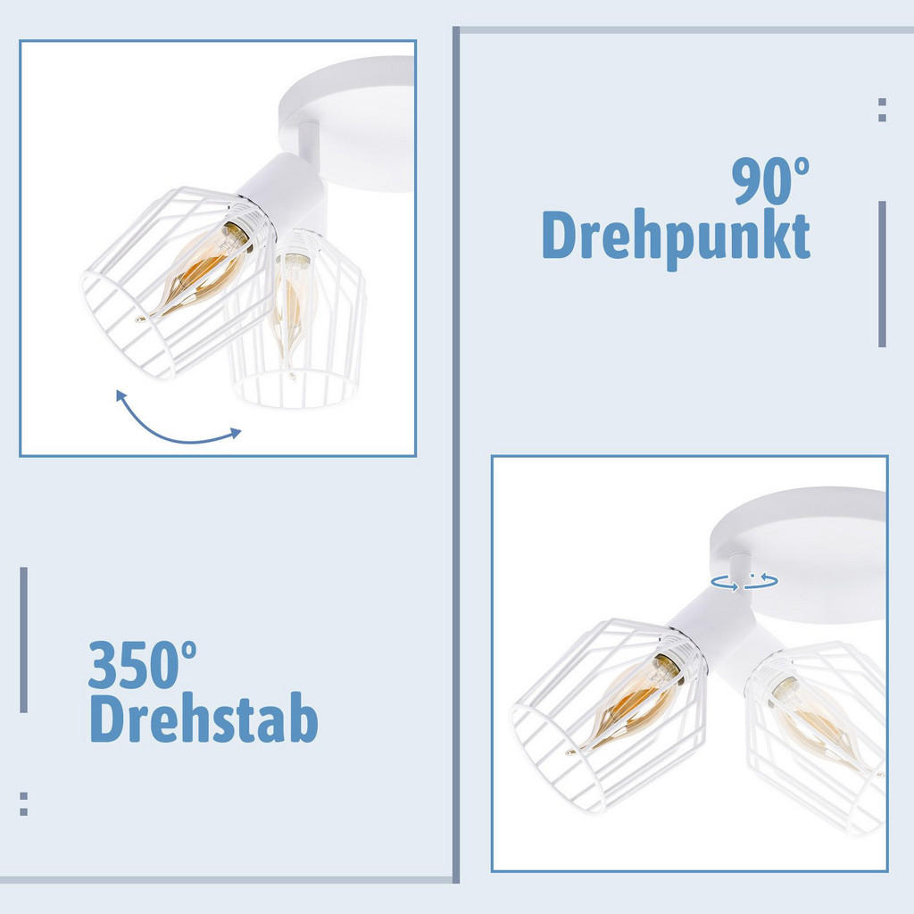Thumbnail - Nettlife Deckenleuchte, Weiß, Metall, 29x24x29 cm, Lampen & Leuchten, Innenbeleuchtung, Spots & Strahler, Deckenspots