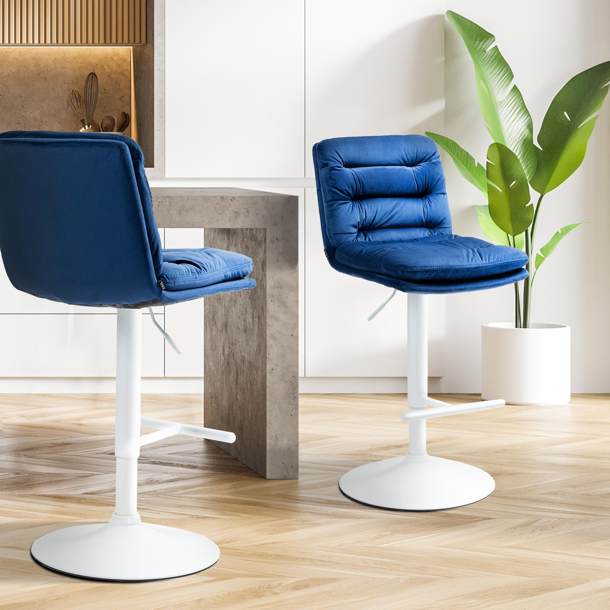 BARHOCKER Samt blau - Blau/Weiß, Textil/Metall (42/94/56cm) - CLP