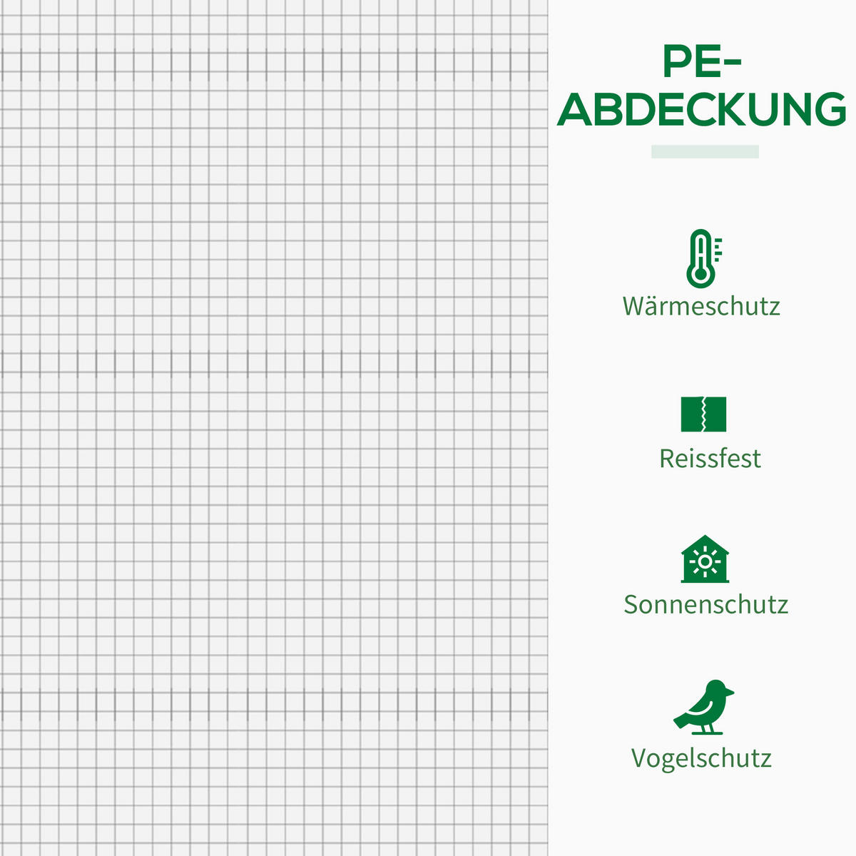 FOLIENGEWÄCHSHAUS, mit Rolltür, mit Seitenfenster, für Garten, aus Stahl, PE, Weiß - Weiß, Kunststoff/Metall (76/168/200cm) - Outsunny