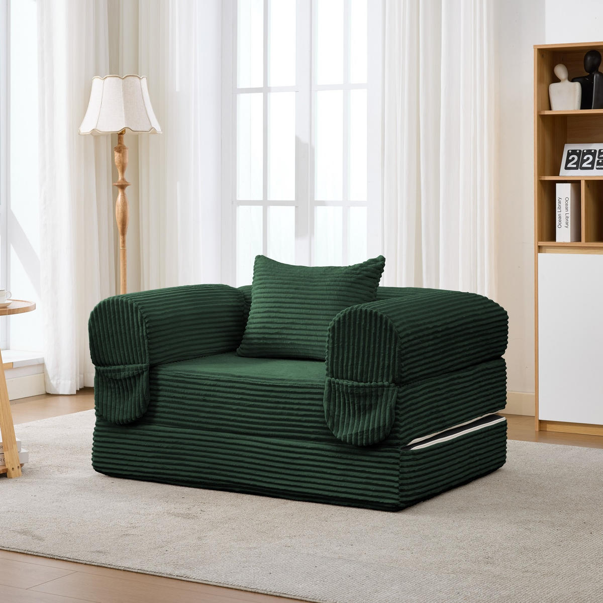 SCHLAFSOFA 1-Sitzer Cord Grün - Grün, Kunststoff (85/65/120cm) - Meubliv