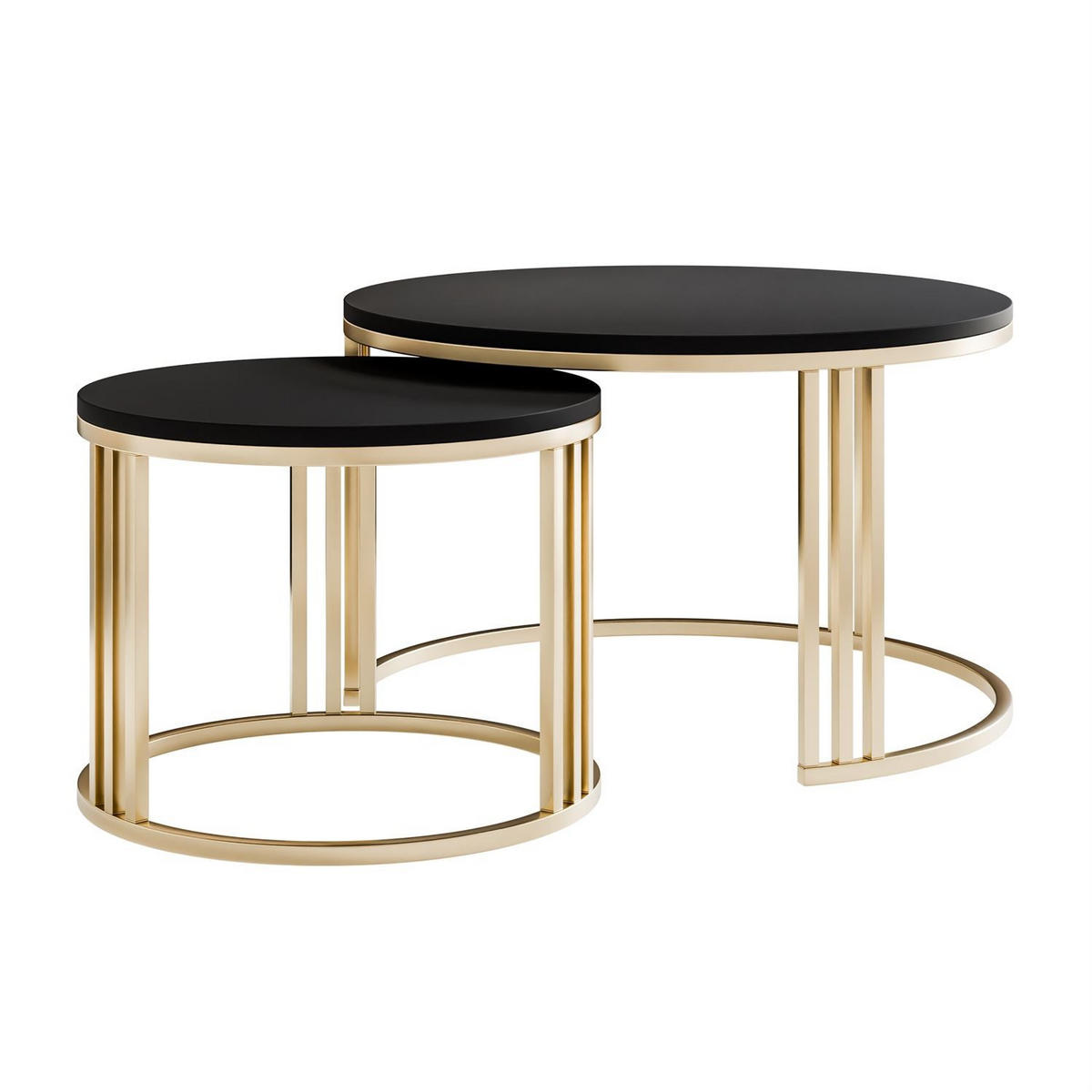 COUCHTISCH 2in1 LORI MAT gebürstetes Gold, Gebürstetes Gold / schwarz matt - Schwarz, Metall (70/70/49cm) - Lookway